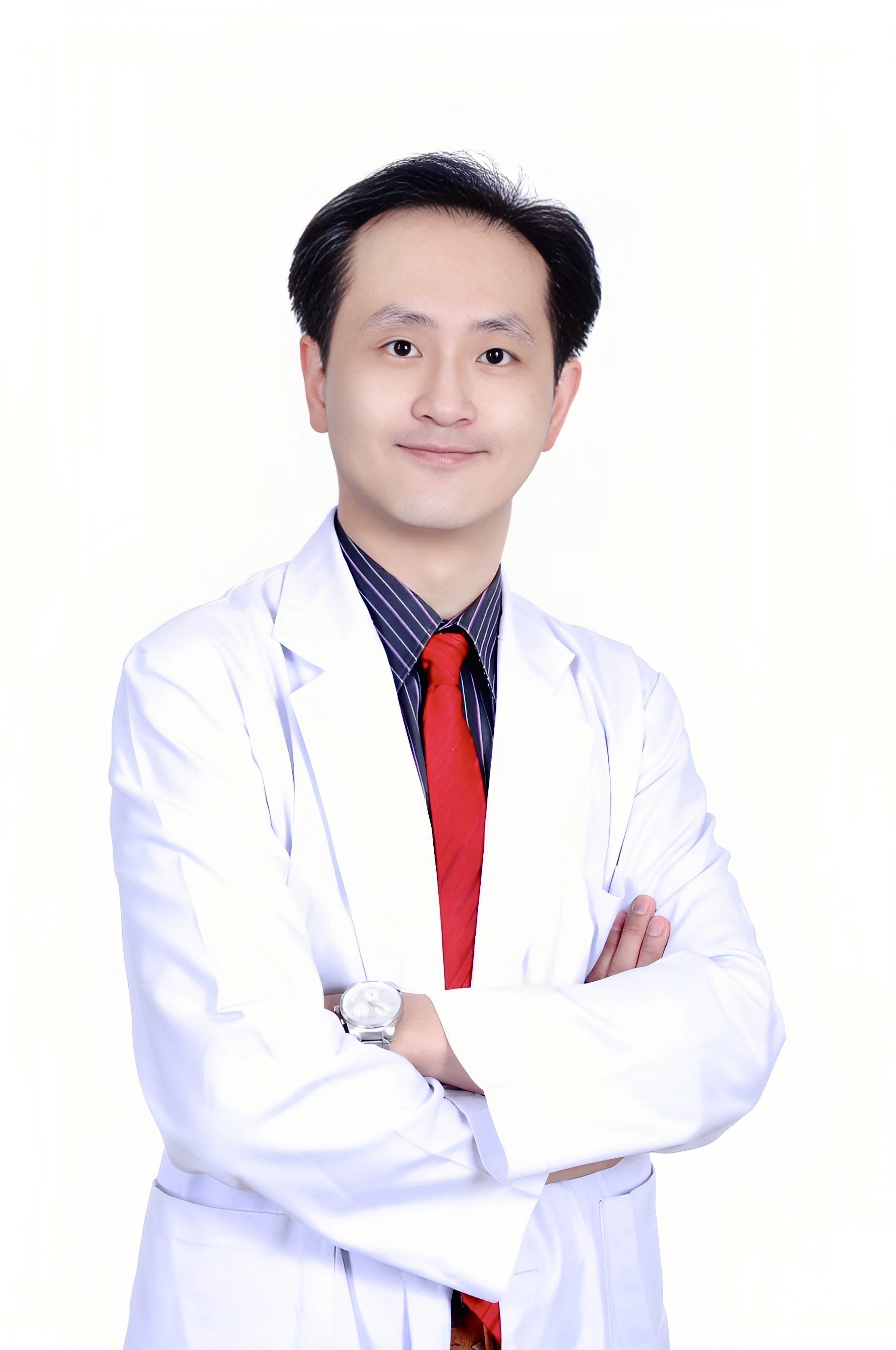 黄文贤身着白色医师袍的肖像